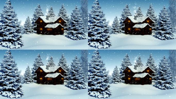 圣诞景观圣诞背景圣诞雪景动画雪景