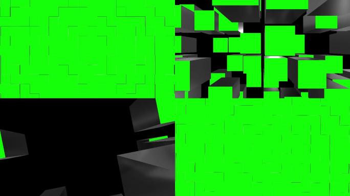 立方体组装绿色屏幕过渡