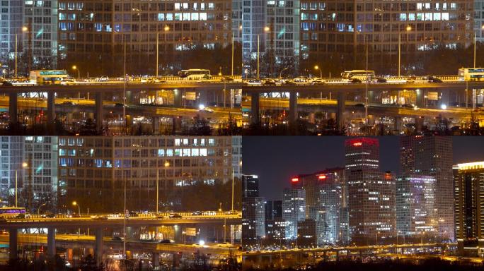 北京室内夜景立交桥车流城市生活