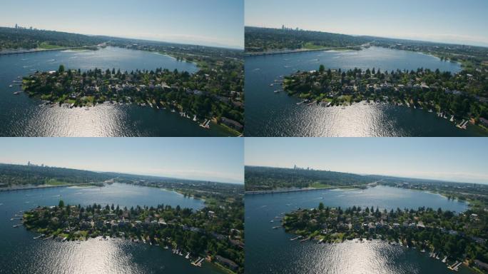 西雅图湖海滨半岛的空中拍摄