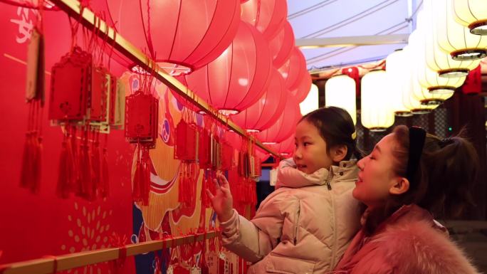 新年过年春节喜庆看灯红灯笼