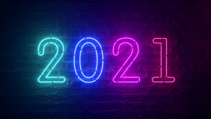 2021霓虹灯背景新年概念