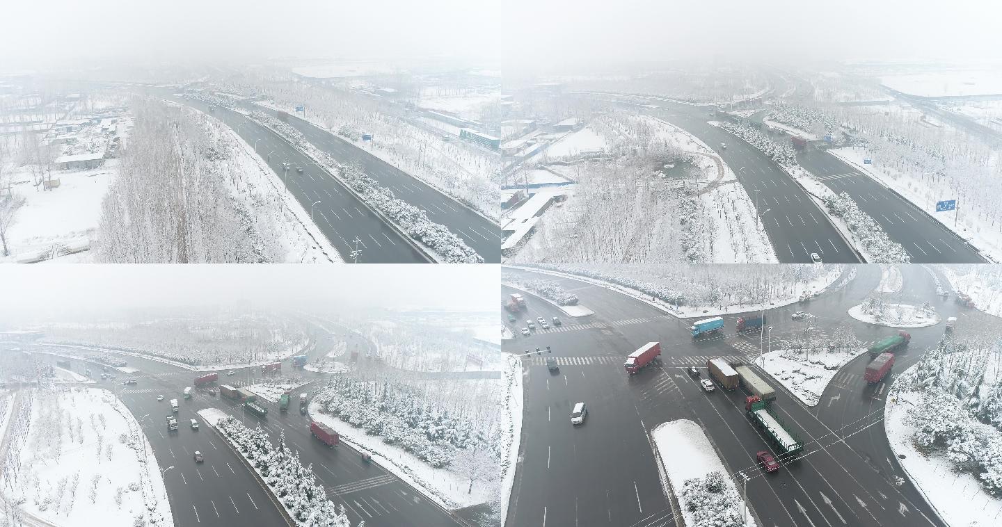 城市道路下雪结冰路滑3