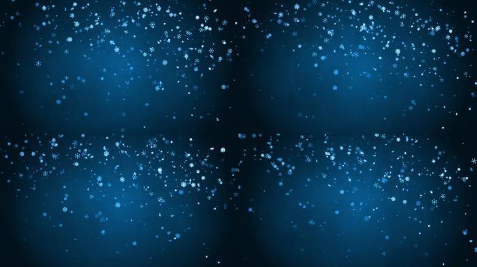 深蓝色背景上冬季降雪的运动图像