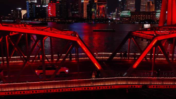 4K原素材-航拍上海苏州河外白渡桥