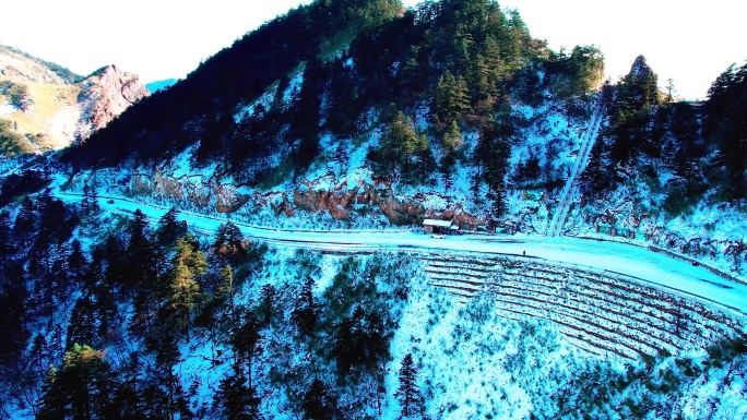 神农架雪山风景，航拍神农架雪山