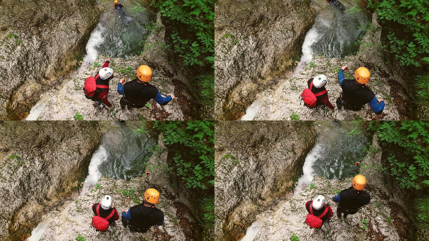 水上峡谷跳跃极限运动刺激野外