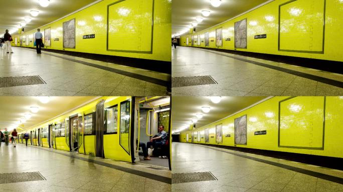 柏林地铁和通勤者的延时拍摄