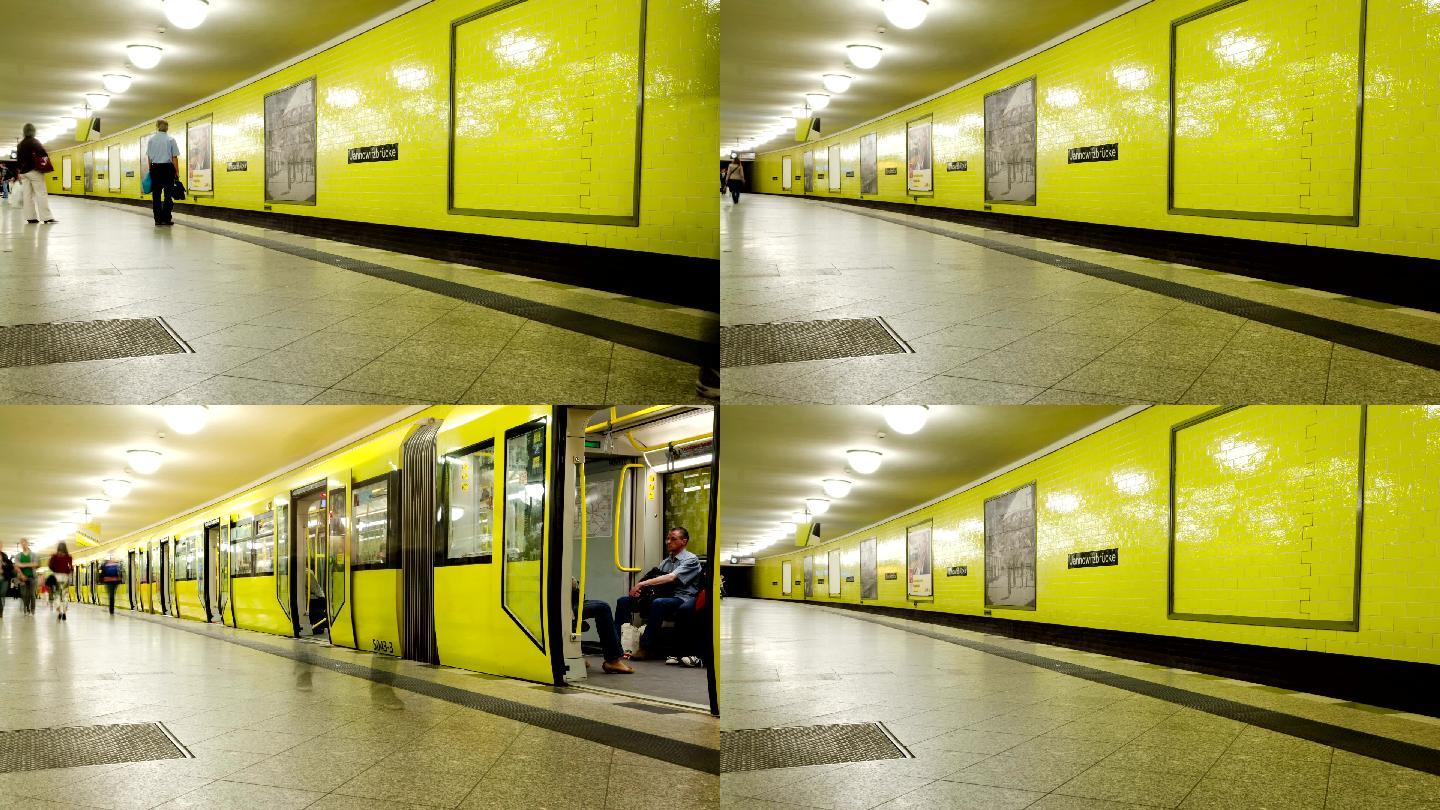 柏林地铁和通勤者的延时拍摄