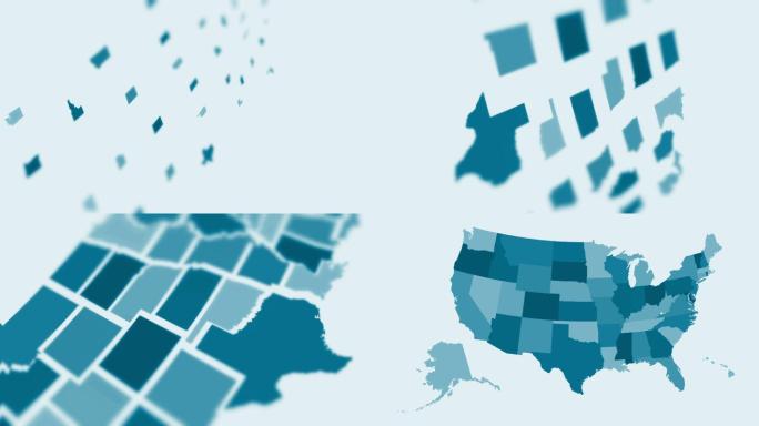 美国-蓝色动画国家地图