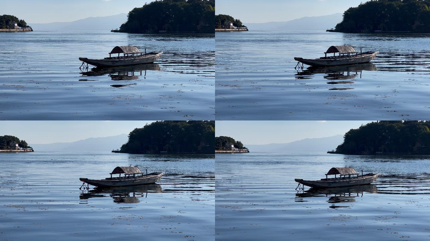 湖面上飘荡的小船
