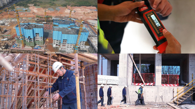 钢筋测量质量控制工程监理建筑工地工人施工