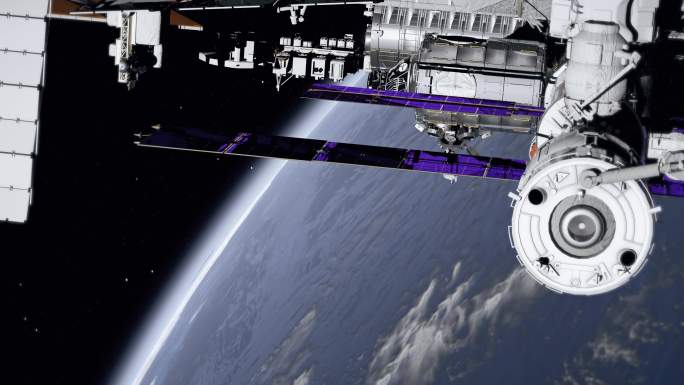 国际空间站围绕地球大气层旋转
