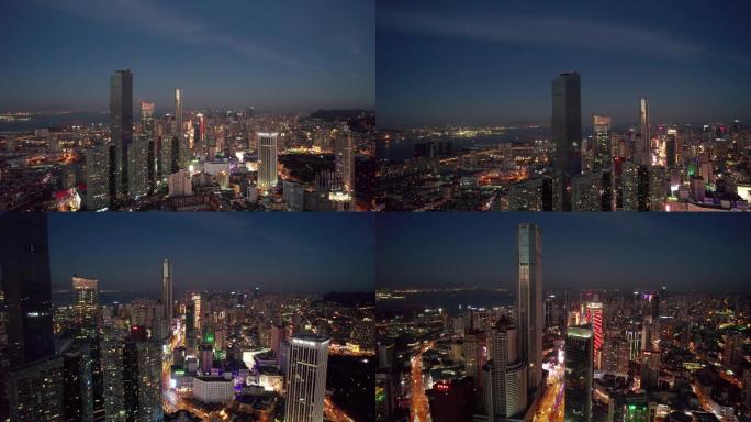 大连城市夜景航拍4K