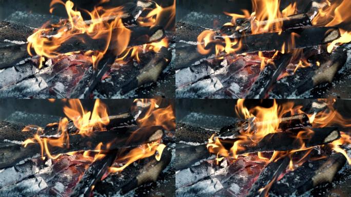 火里有木头在燃烧