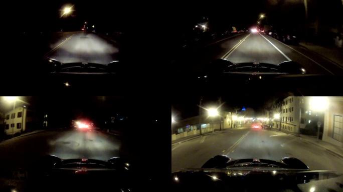 在夜间驾车行车记录仪第一视角安全驾驶