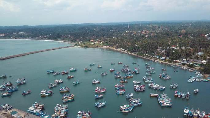 斯里兰卡码头航拍首都船只小船科伦坡
