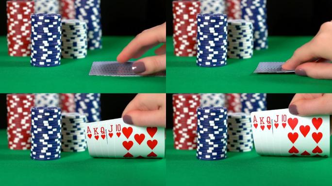 扑克牌赢家手指打开纸牌