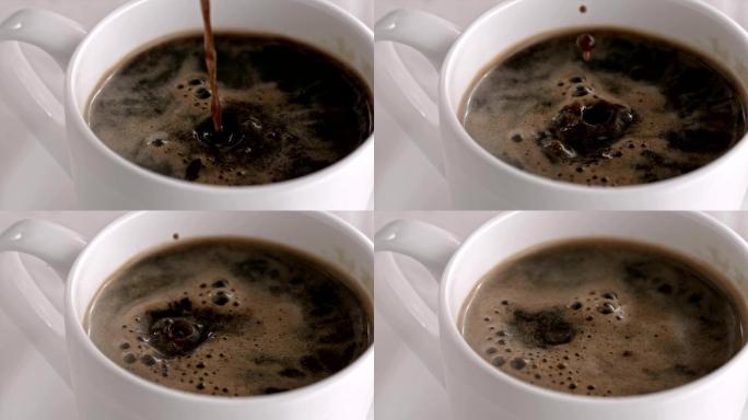 慢动作倒咖啡速溶黑咖啡现磨倒入