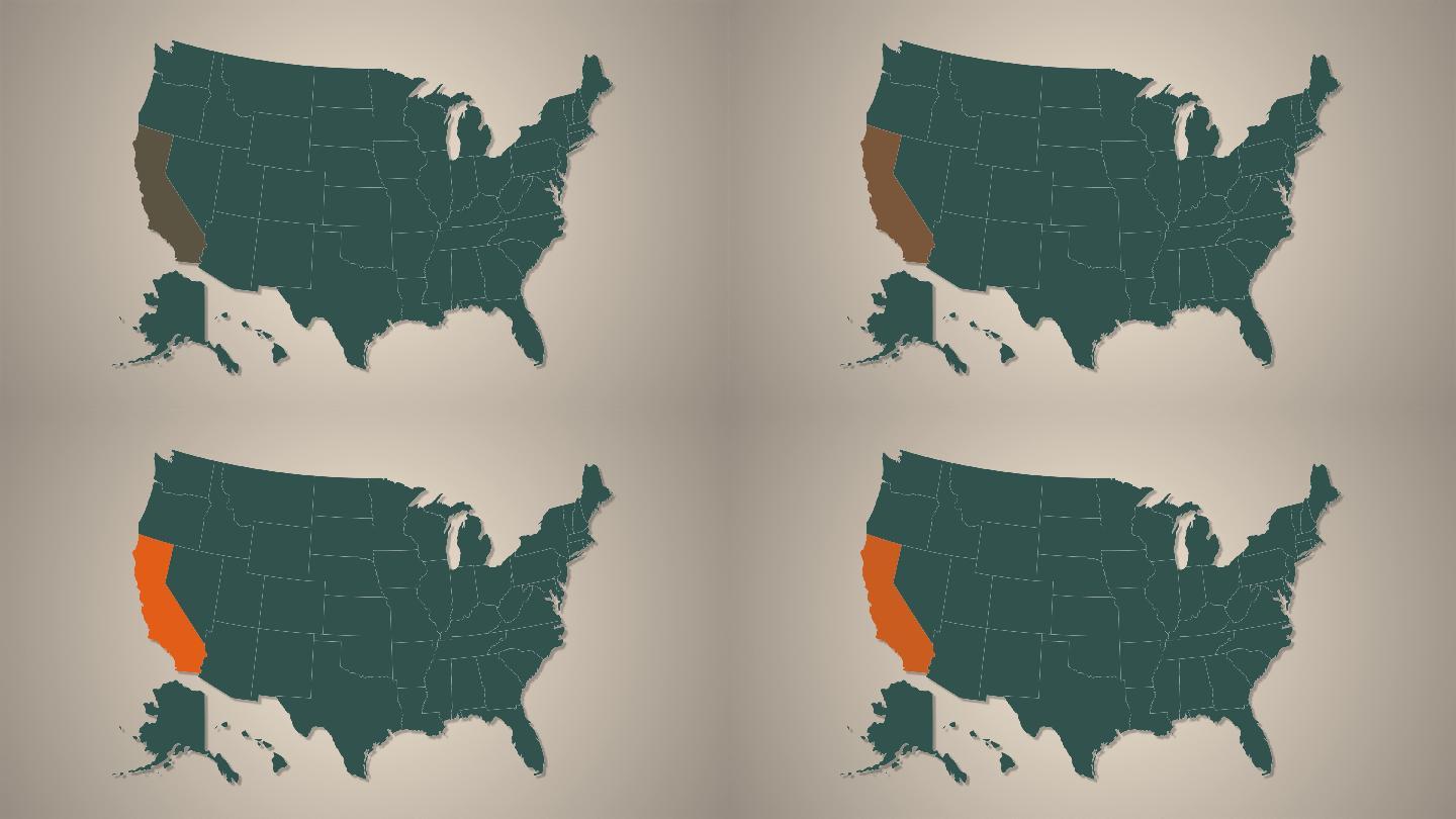 美国地图区位分布动画包装特效