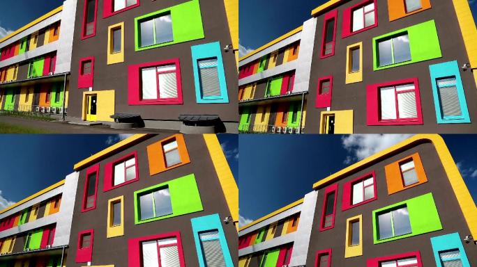 城市建筑现代化都市彩色设计大楼外观