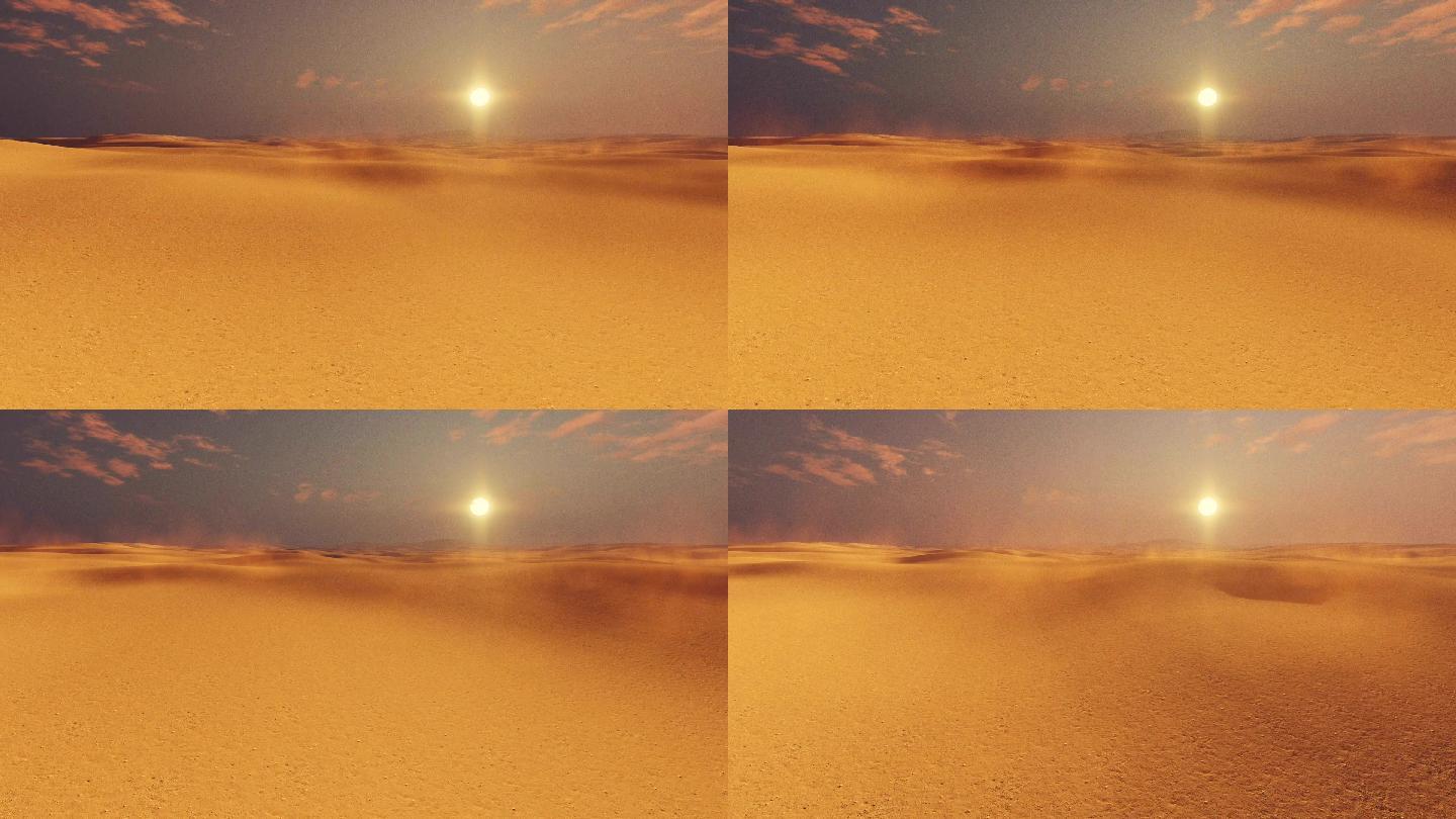日落全景中的非洲沙漠
