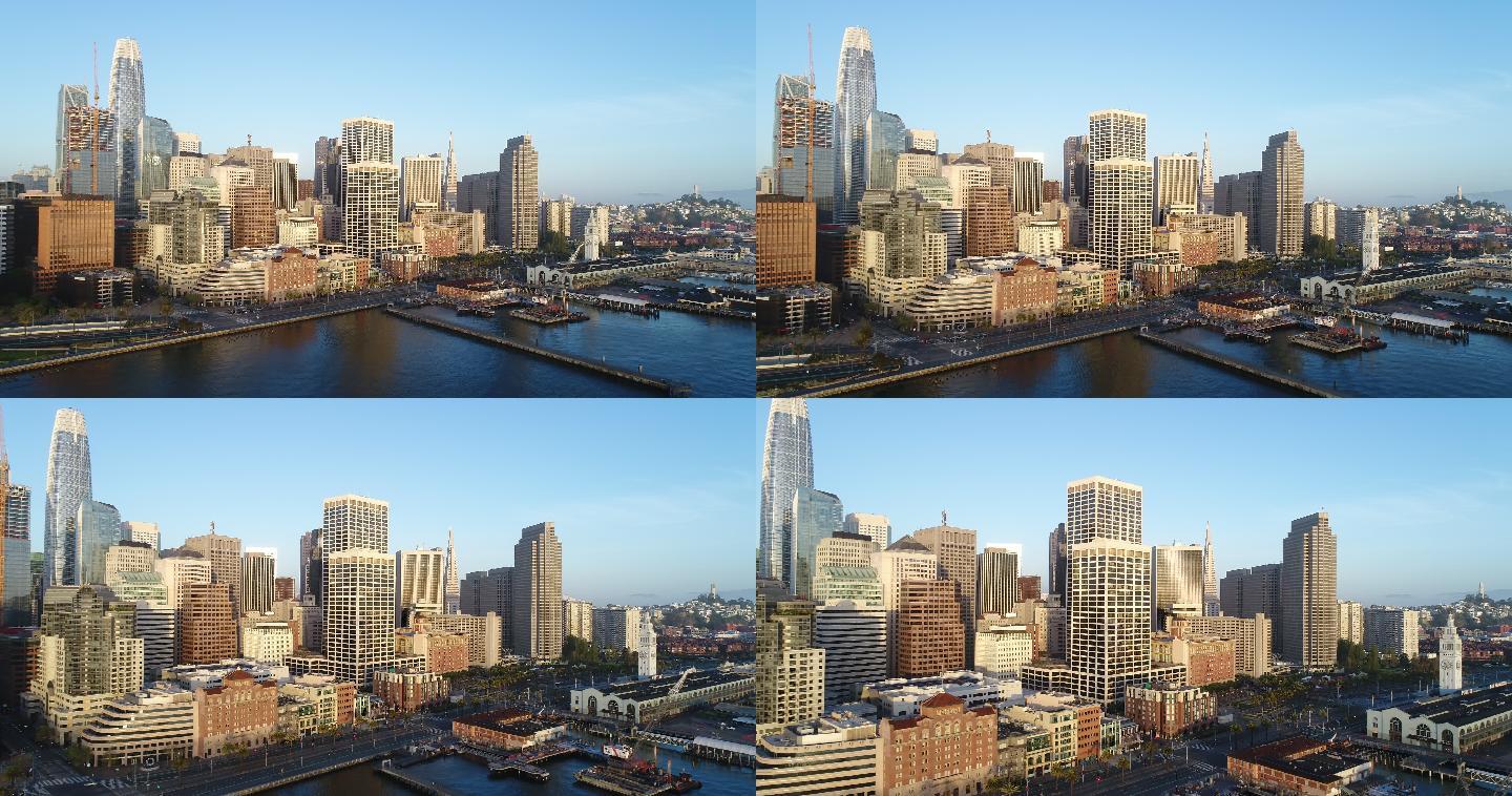日出时旧金山城市空中拍摄