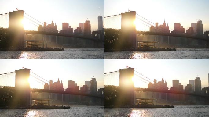 日落时纽约布鲁克林大桥