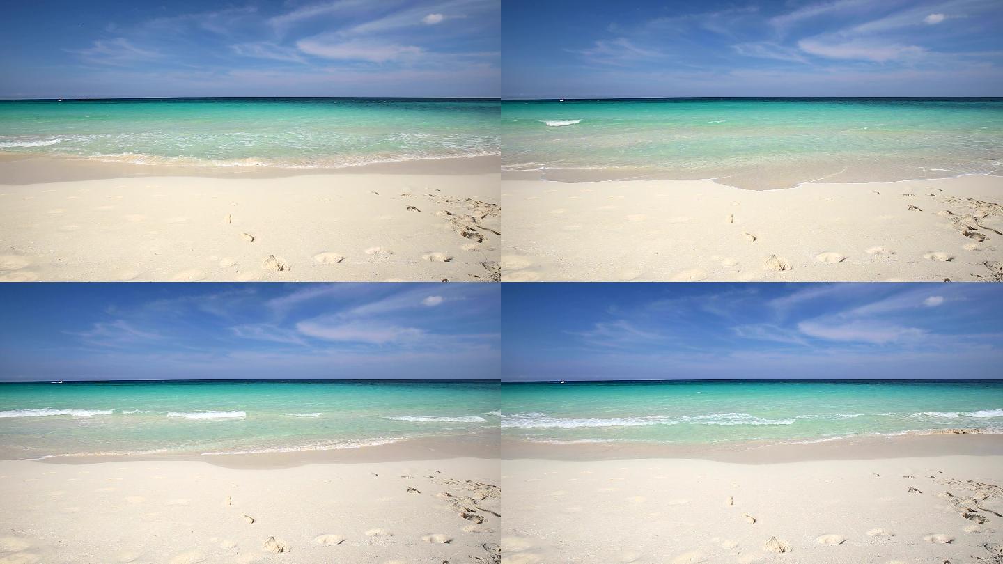 加勒比海海岸线阳光沙滩海风海浪白色沙滩海