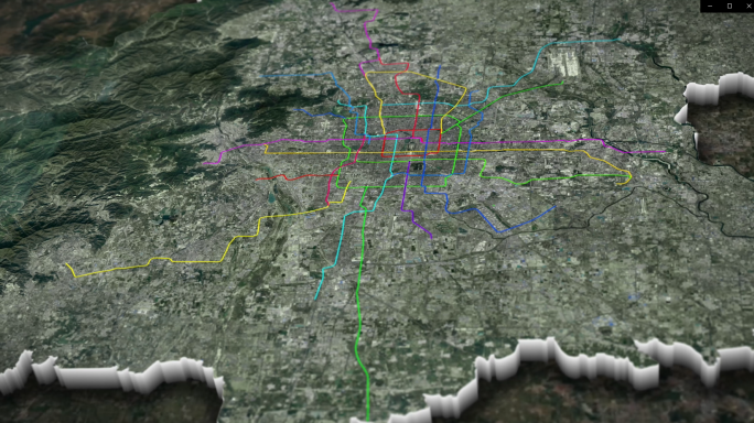 4k北京市各区域卫星地图定位轨道地铁交通