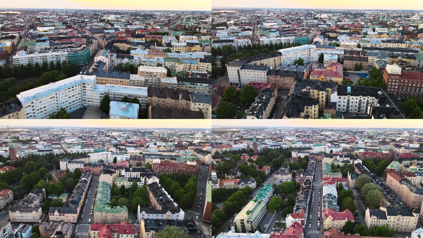 美丽赫尔辛基市鸟瞰图。