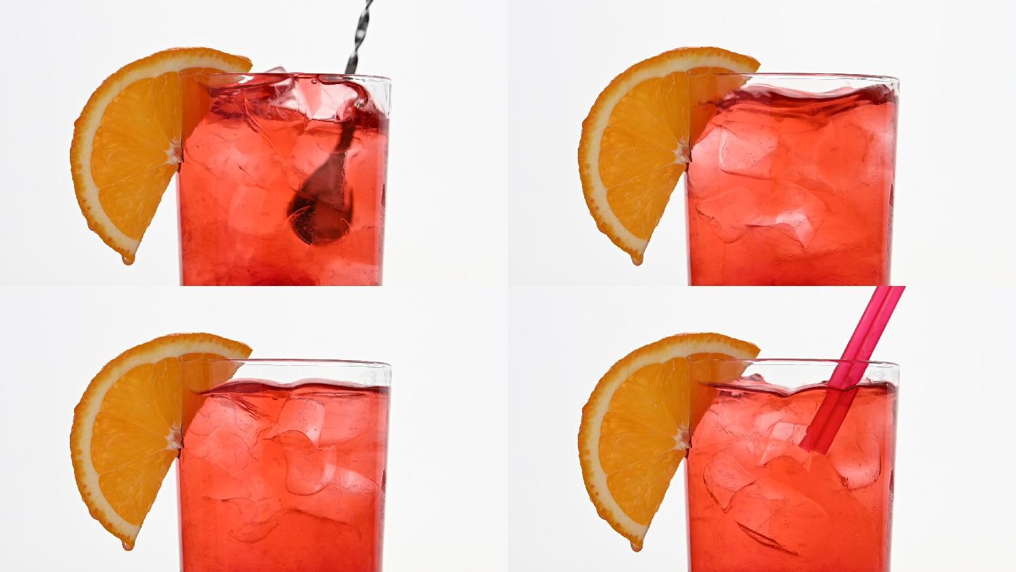 混合粉红色鸡尾酒饮品广告水果橙子汽水