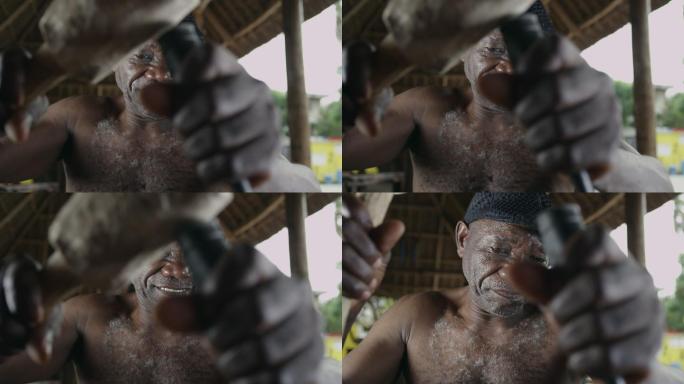 非洲 艺术家 工匠 木雕 手 特写