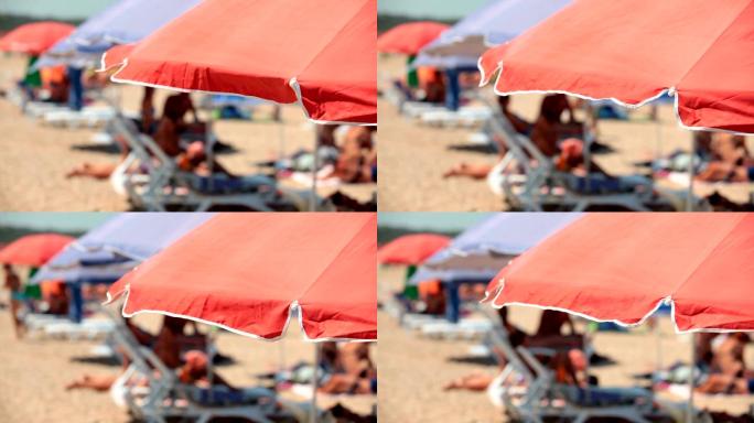 夏天的海滩度假特写大伞