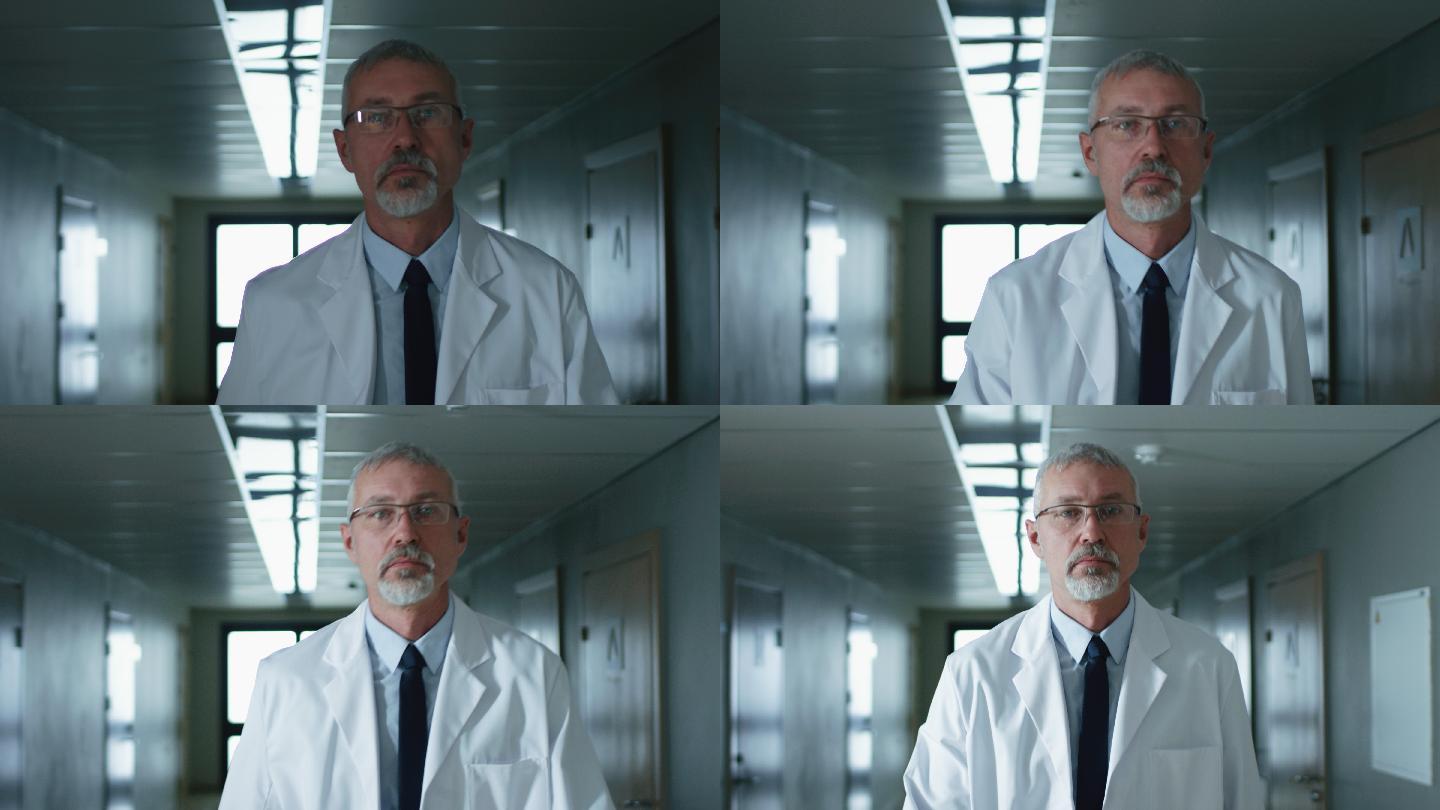 专业男医生穿过医院走廊的照片