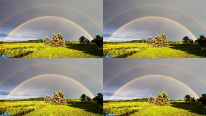 实拍彩虹，双彩虹，雨中彩虹4K