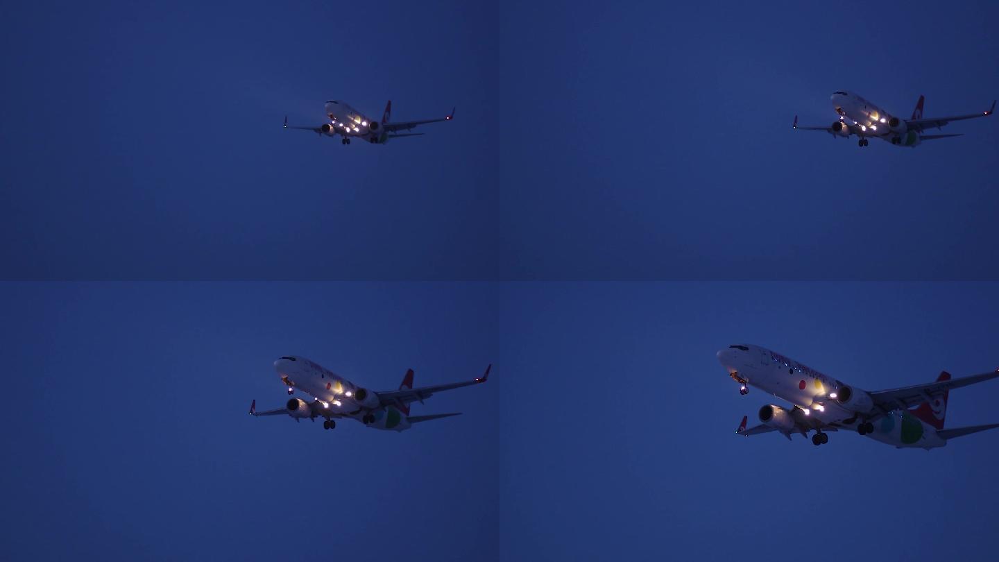 九元航空客机在夜空中安全平稳航行