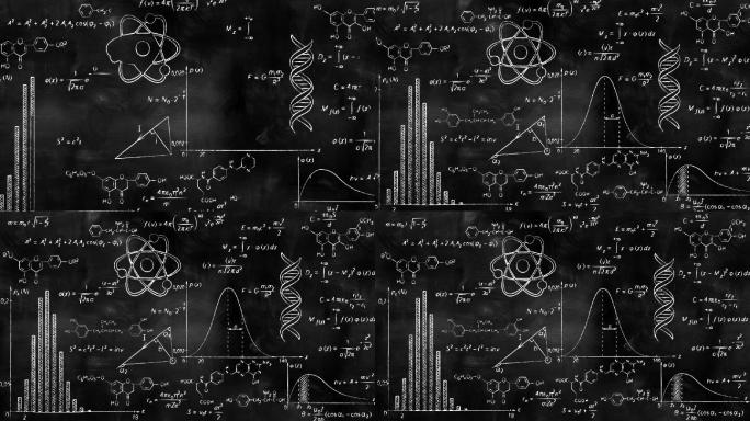 在黑色黑板上书写科学公式