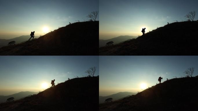 夕阳登山者