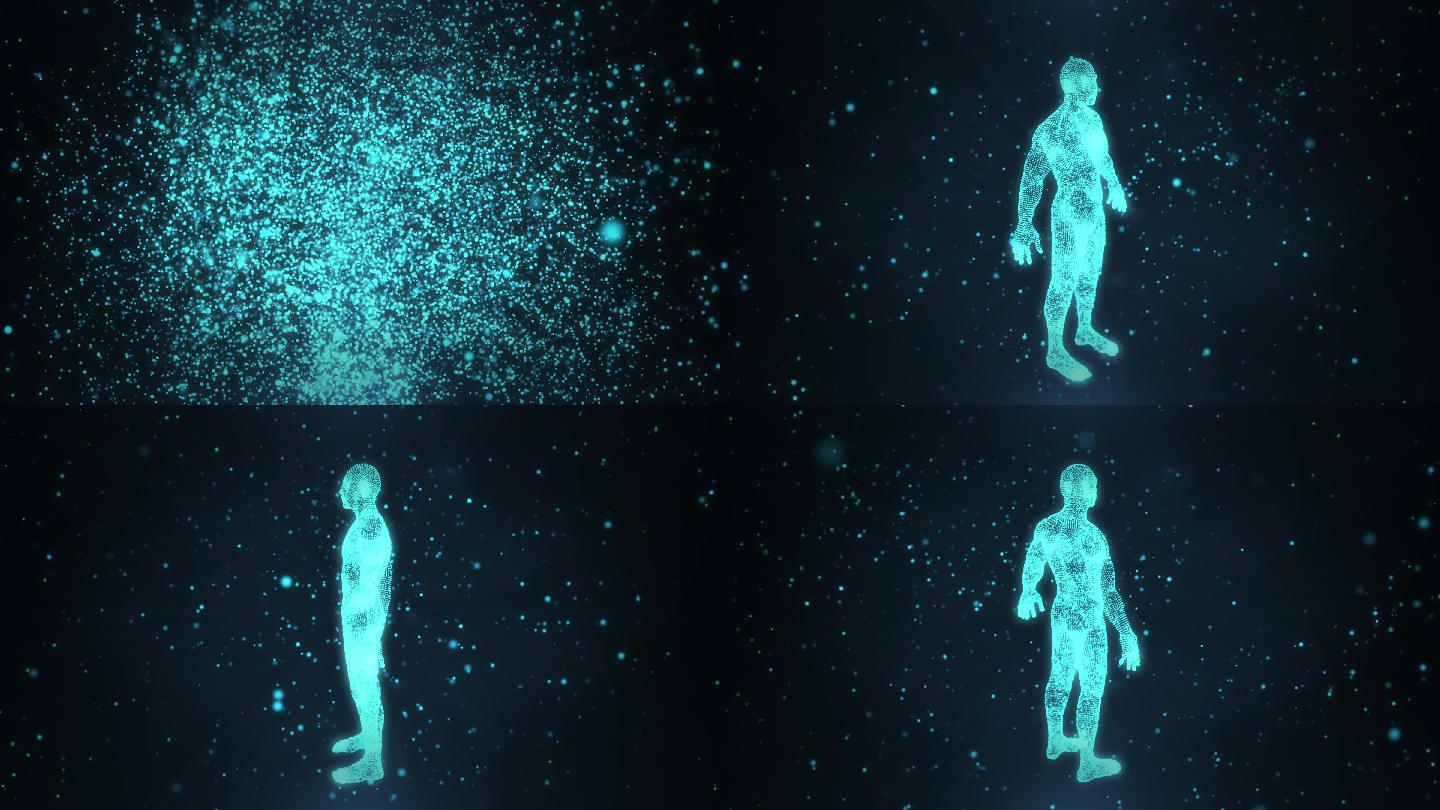 人体三维全息图。虚拟现实视频素材数字化动