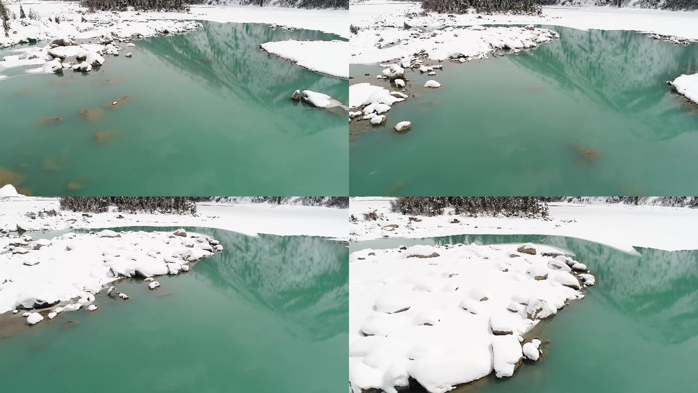 航拍 大雪后的然乌湖