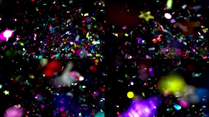 彩色纸屑，慢镜头节日装饰视频素材反光动画