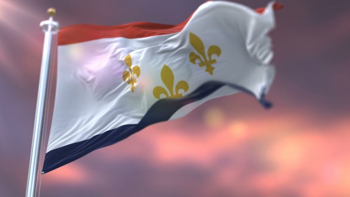 日落时的新奥尔良市国旗