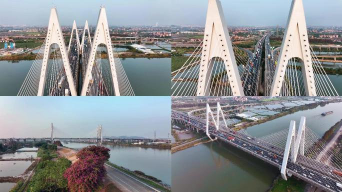 广州绕城高速东新高速张松互通立交高清航拍