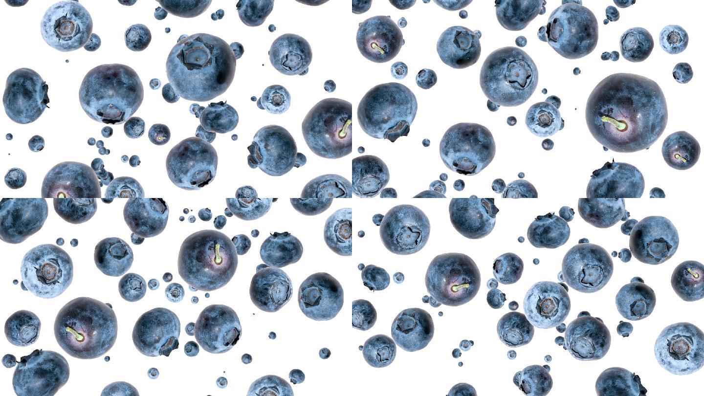 落下的蓝莓水果慢动作入水创意特写主图视频