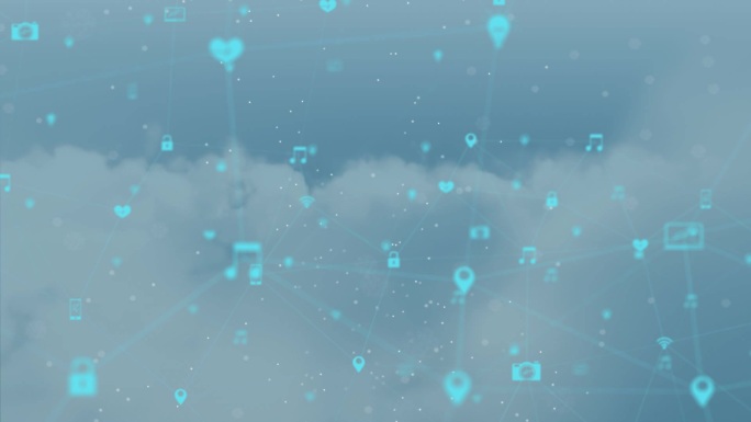 蓝色天空下的连接图标网络
