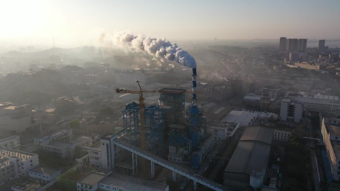 工厂污染环境烟雾航拍