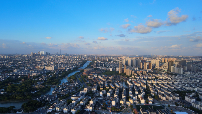 航拍江南城市苏州姑苏大景