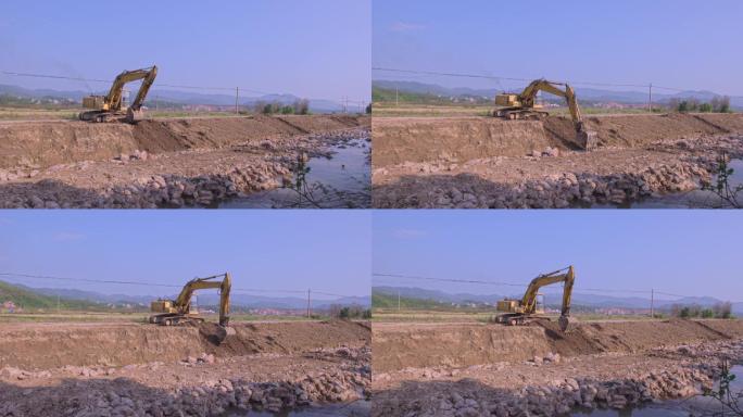河堤加固挖掘机水利设施
