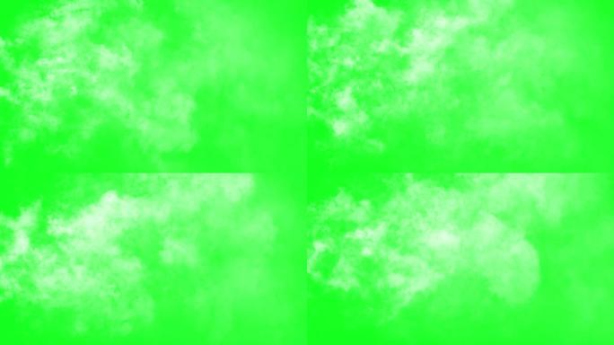 在绿色屏幕背景上穿越云层